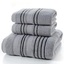 Load image into Gallery viewer, New 3Pieces Set Grey Cotton Towel