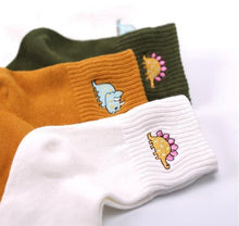 Load image into Gallery viewer, Dinosaur Embroidery Cotton Women Socks
